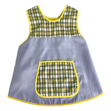 粉嫩色系質感輕便圍兜, 棉35%+聚酯纖維65%, 朝氣向日葵 藍色+黃色, 1件, 1入