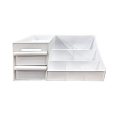 mohe 木暉居家 日式無印風桌面收納盒 化妝盒大款1個 + 中款1個 0.7公斤, 白色, 1組