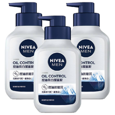 NIVEA 妮維雅 MEN 男士亮白控油潔面泥 150g, 有效控油 深層清潔毛孔, 3瓶