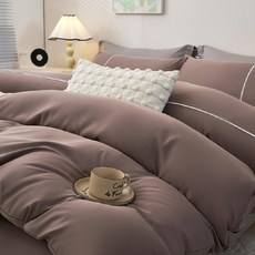 NATURALLY JOJO 50%抗菌天絲床包四件組 床包182*212cm 枕套45*75cm, 床包 + 兩用被套 + 枕套, 特大, 可可棕