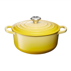 LE CREUSET 圓鐵鍋 鋼頭 3660g 2.4L, 20cm, 閃亮黃, 1個