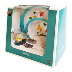 MEPAL 兒童餐具 5件組 - 動物好朋友, 適合 6 個月以上兒童, 盤子 + 碗 + 杯子 + 湯匙 + 叉子, 1組