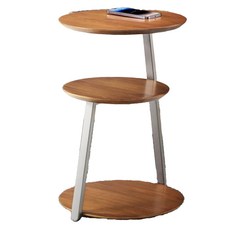 Hampton 漢汀堡 萊頓三層圓茶几, 全實木桌面, 鋼製桌腳, 桌面可無線充電, 橡木/香檳, 1個