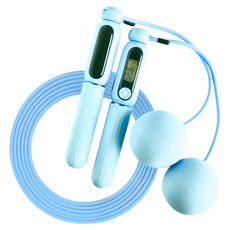 AD-ROCKET 充電智能磁控計數跳繩 無繩 + 有繩, 矽膠手把 高速軸承, 本體 19.5cm 繩球 6.5cm 繩長 280cm, 粉藍色, 1條
