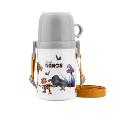 ZWILLING 雙人 DINOS 兒童不鏽鋼直飲杯蓋保溫瓶 附背帶, 混合顏色, 1個, 380ml