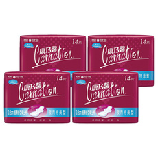 康乃馨 0.2cm超薄蝶型衛生棉, 夜用特長型 28cm, 14片, 4包