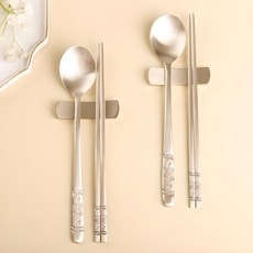 Obuja 韓國傳統銅器 波浪龜圖騰 雙人匙筷組, 1組, 湯匙 2支+筷子 2雙, 波紋烏龜款