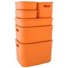 FL 生活+ 撞色桌上收納盒, 艷陽橘, 7個