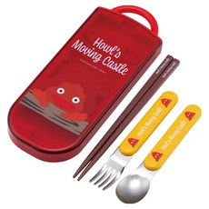 Skater AG抗菌三合一餐具組, 筷子 + 叉子 + 湯匙 + 筷盒, 宮崎駿 卡西法款, 1套