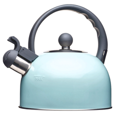 KitchenCraft 復古笛音壺，適用於瓦斯爐、電爐、電陶爐、鹵素爐、電磁爐、感應爐, 藍色, 1.3L, 1個