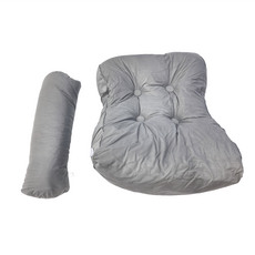 西格傢飾 現代輕奢款多用途三角床頭靠墊 附圓枕 - 古典灰, 55 x 26 x 45cm