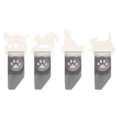 TOHKIN 東京金屬 貓咪書籤 索引夾, 白色, 1組