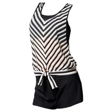 Summer love 夏之戀 大女四件式泳衣, 黑色 + 白色