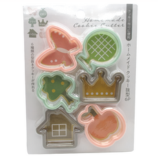 日本ECHO 自製餅乾模具 彩色塑料餅乾模 壓花模具 造型餅乾壓模 翻糖餅乾模 6件組, SV8536, 1組