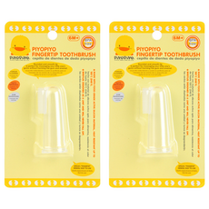 PiYOPiYO 黃色小鴨 指套牙刷 去除舌苔 清潔乳牙 按摩牙齦, 透明, 2個, 1入