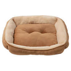 Dogfeet 方型睡床 經典款, 彈力3D燈芯絨+北極絨, 保暖度UPUP, 貓狗都適用, 50*60*15cm, 咖啡色, 1個, M