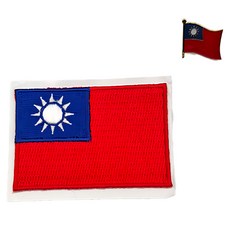 A-ONE 匯旺 國旗刺繡 DIY徽章 + 國旗別針 螺縈刺繡線 聚酯纖維 台灣製, 彩色, 1組