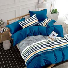 A-ONE 雪紡棉被套 環保印染 耐洗不易褪色 高成本磨毛處理 吸濕透氣, 海格力 藍色