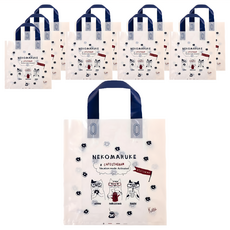 kUSUgURU JAPAN 日本眼鏡貓 禮物包裝袋 可重覆使用耐用塑料材質 M(27 x 27 x 5cm), NEKOZAWA貓澤系列, 10個