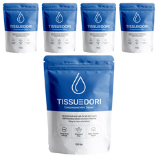 TissuEDori 迷你壓縮紙巾 100%粘膠人造絲, 100顆, 5袋