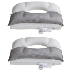 三合一雙層酣睡枕，上層針織布+下層全棉布，40x68cm枕芯，台灣監製, 68 x 40 x 20cm, 2個, 白, 灰