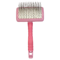 收納王妃 曲面針梳 塑膠柄/不鏽鋼片 寵物梳, 粉色, 1支