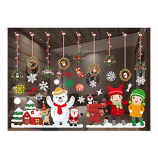 彩色靜電貼紙, 50 x 35cm, 白熊 + 吊花圈