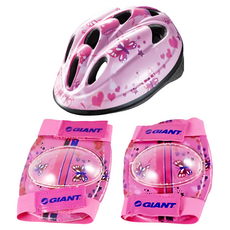 GIANT 捷安特 兒童安全帽2.0護具組, 含調節器設計，輕便設計, 附帶背包, M, 粉紅色, 1組