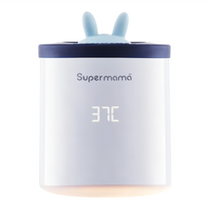 Super mama 攜帶式加熱溫奶器 星空小兔子, 防水LED照明燈, 智能面板溫度加溫保溫顯示, 1個
