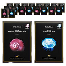 JMsolution 肌司研 粉色蝸牛亮白面膜+水母緊緻保濕面膜 Set 10片, 溫和植物萃取 鎮靜舒緩肌膚, 1組