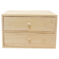 實木抽屜收納盒 自然木紋 多功能擺放 長25cm 寬16cm 高16cm, 顏色隨機, 2層