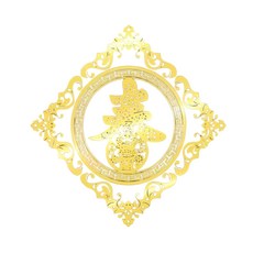 WE CHAMP 金碧輝煌春節燙金壁貼 WTB-208 燙金剪影壁貼 新年裝飾 無痕易貼, 金色