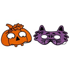 MODACore 摩達客 萬聖派對變裝 骷髏, 南瓜橘色眼罩+紫色狐狸眼罩, 1組, 22x15cm