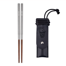 WellHike 玩客 黑化折疊木筷 附皮套, 紅木, 1組