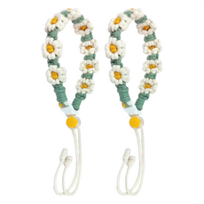 黃先生手工編織杯子提帶 棉繩 小雛菊, 小雛菊 綠色 + 白色 + 黃色, 2條