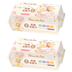 ONEDER 旺達棉品 洗臉巾 70張 柔軟親膚 加厚吸水, 小熊維尼, 2包