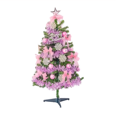 摩達客 耶誕 幸福型裝飾綠色聖誕樹組, 120cm, 浪漫粉紅佳人系