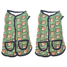 SassyDog 格紋馬甲, 柴犬風 綠色 + 黑色, 2件