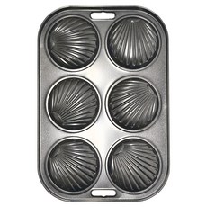 KAI 貝印 House 瑪德蓮6格蛋糕模, 鐵材質, 烘烤蛋糕用, 1個, 6格, 寬19cm, 長26.5cm, 高1.5cm