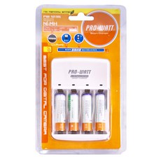 PRO-WATT 華志 鎳氫4號電池4入充電器組，AC100-240V全球通用, 1組
