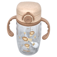 mugu 沐咕寶貝 小麥纖維 Tritan 重力球學習杯, 350ml, Theo 奶茶獅子王, 1個