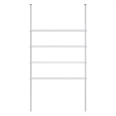 dayneeds 日需百備 第二代 頂天立地烤漆收納架 搭90x20ㄇ網4片 附PP板4片 置物架/多功能網架/掛衣架, 烤漆白, 1組