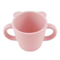 SiliPot 鉑金矽膠熊讚兒童雙手杯 杯底加厚設計 可裝牛奶、果汁、水, 豆沙粉, 1個, 215ml