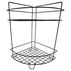 二層三角壁籃 塑膠鐵製, 黑色, 1個