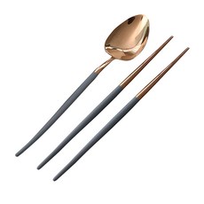 SSUEIM MARIEBEL系列 莫蘭迪不鏽鋼餐具2件組, 迷霧黑, 1組, 餐匙 + 筷子