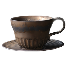 Royal Duke 復古手作陶咖啡杯碟組 120ml, 熔岩, 1組