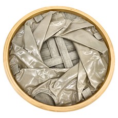 ORANGE PLUS 悅康品家 楠竹框牛津布摺疊收納袋 防水衣物 米色, 32 x 36cm, 1個