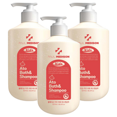 PAUL MEDISON Kids Ato 弱酸性洗髮沐浴乳 嬰兒爽身粉香, 1.077L, 3瓶