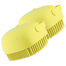 PUKU 藍色企鵝 矽膠沐浴刷, 柔軟刷毛, 附手提設計, 黃色, 1入, 2個