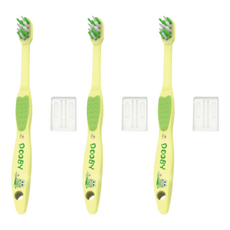 DOOBY 大眼蛙 嬰兒雙面止滑牙刷加蓋 1~3歲適用, 顏色隨機, 1支, 3組